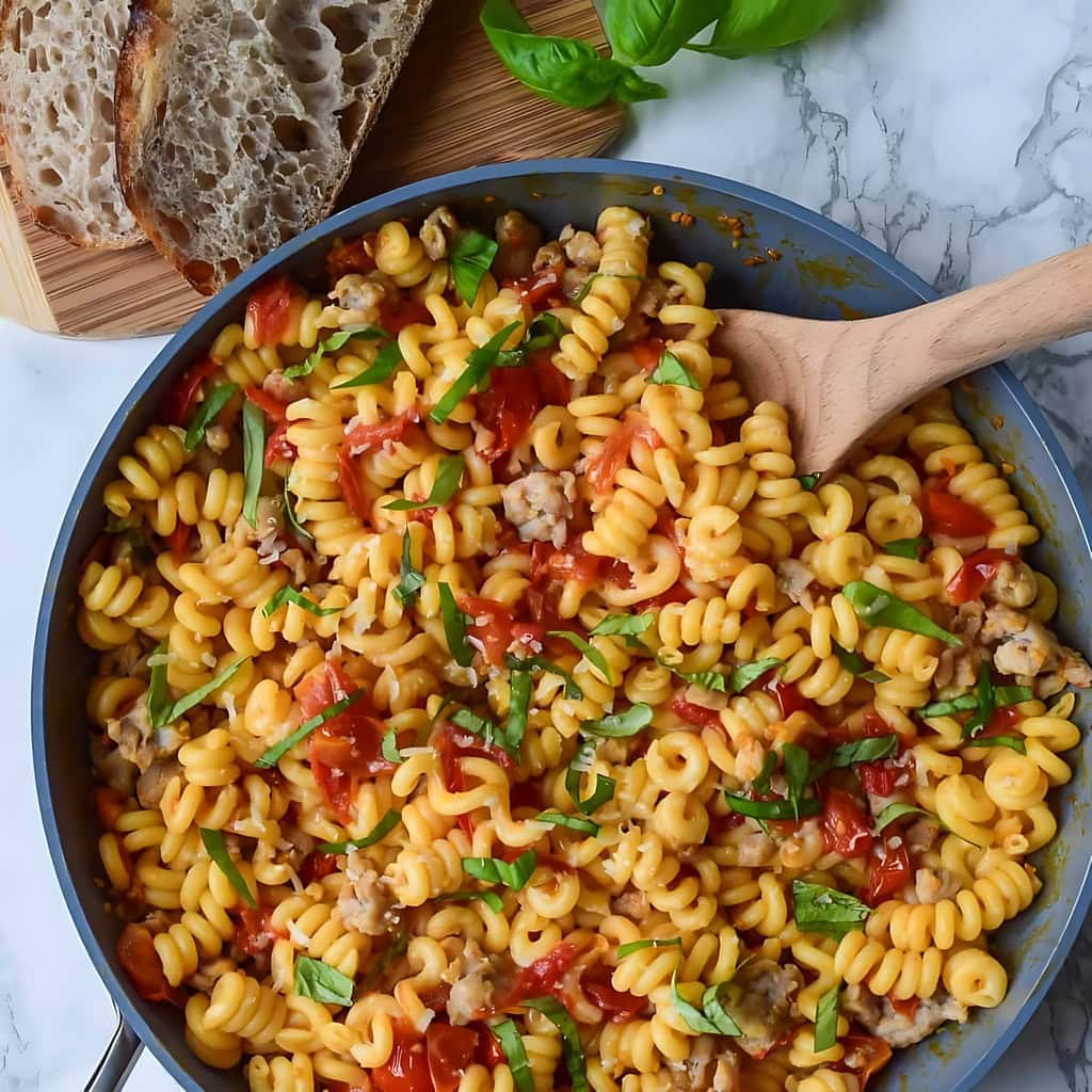 Cherry Tomato And Chicken Sausage Pasta
