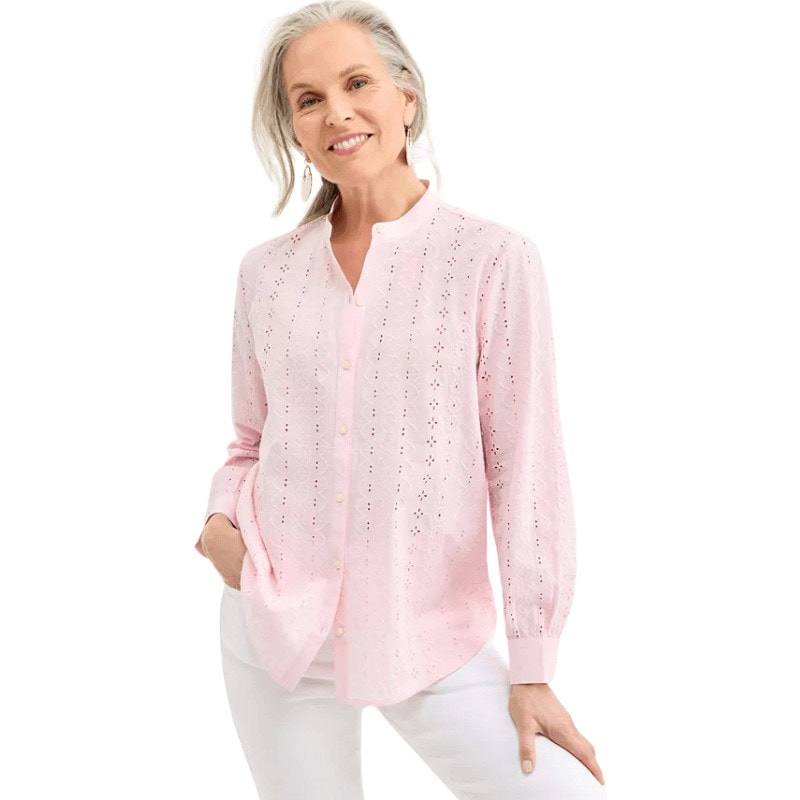 Cotton Eyelet-Embroidered Blouse