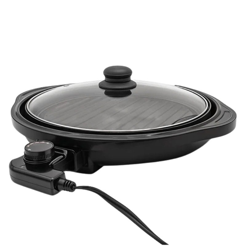 Electric Indoor Grill with Tempered Glass Lid