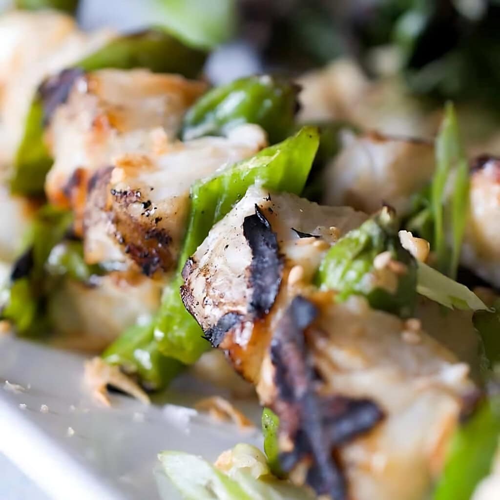 Grilled Miso Fish Skewers With Shishito Peppers
