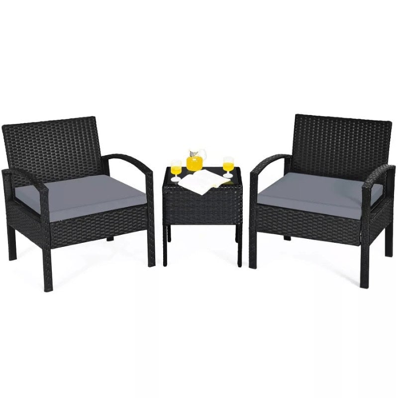 Outdoor Wicker Rattan Furniture with Cushions Patio Set