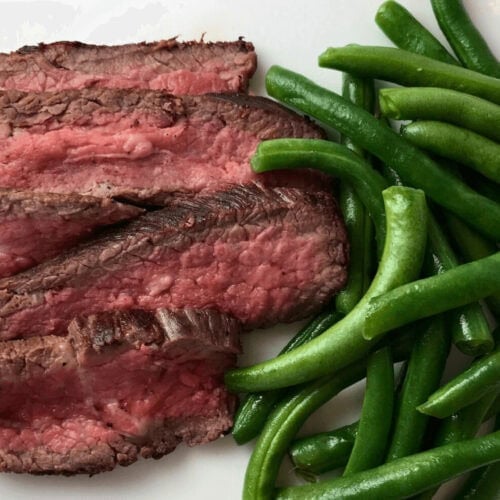 Pan-Seared Tri-Tip Steak with green beans on the side
