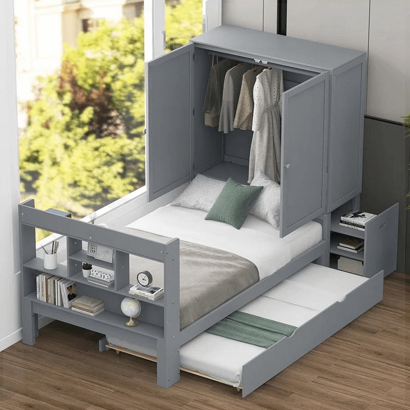 Platform Bed with Storage Headboard and Footboard
