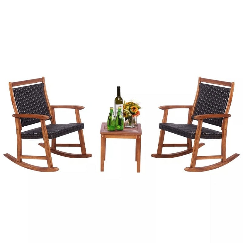 Rustic Brown Rattan Patio Bistro Set - Affordable Patio Sets Under $300 for Stylish Outdoor Living