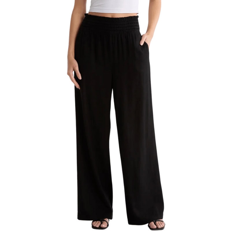 Striped Smocked Waist Wide Leg Linen Blend Pants