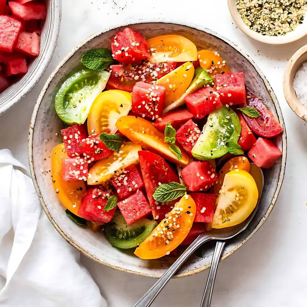 Tomato Watermelon Salad Without Feta