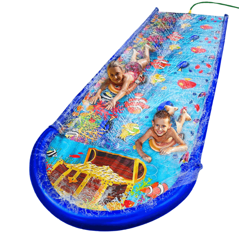 Undersea Water Dual Slip and Slide with Splash Pad