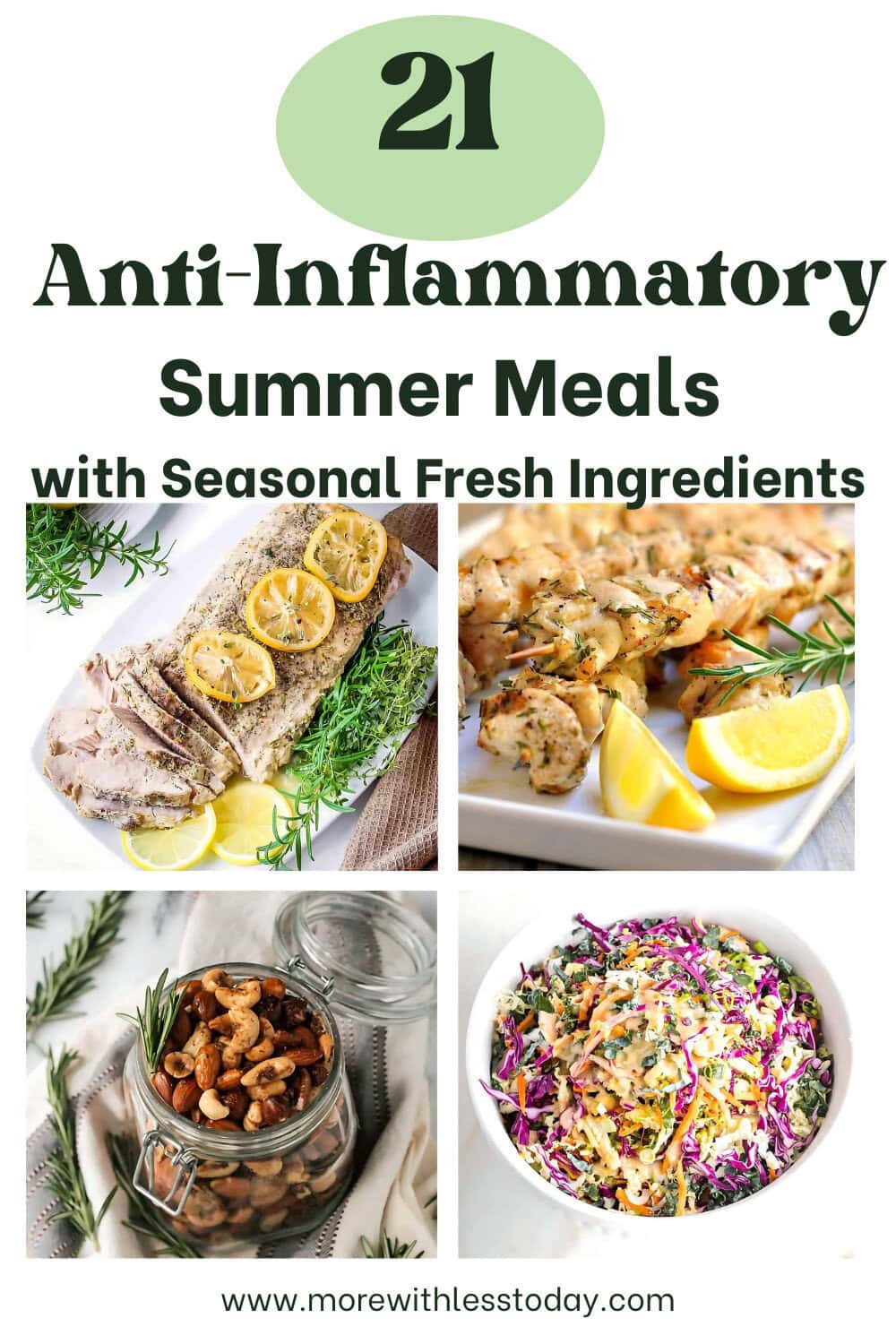 a collage of anti-inflammatory summer meals