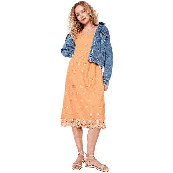 Fit & Flare Eyelet Midi Dress - Old Navy Outlet and Old Navy Clearance