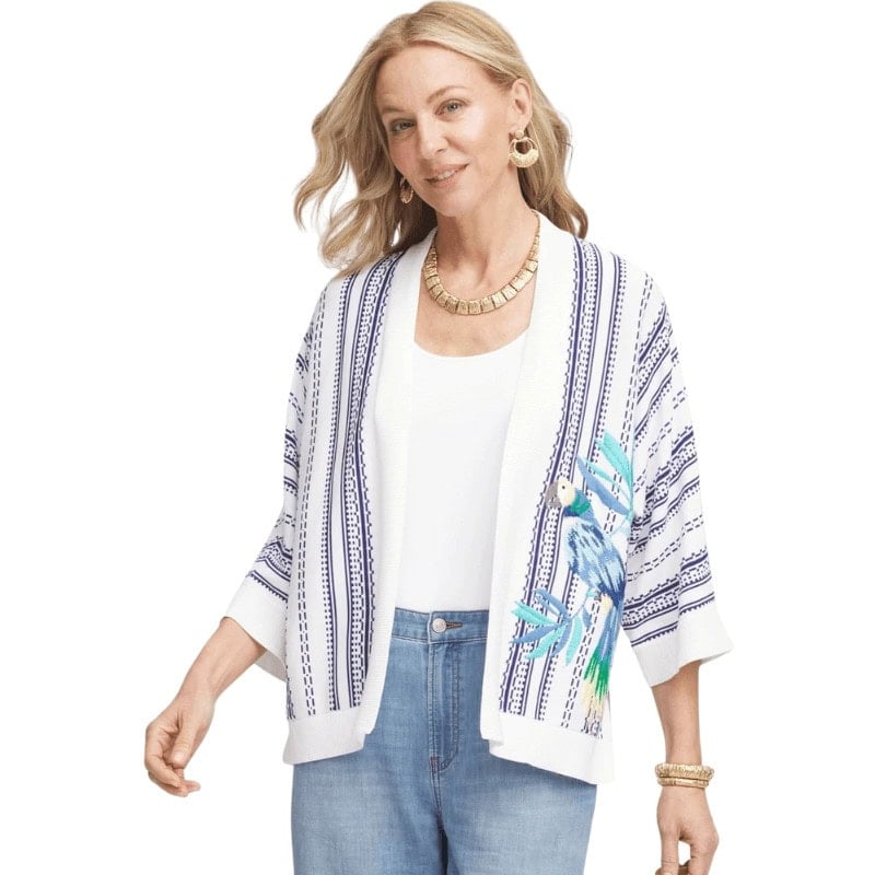 Island Motif Embroidered Cardigan