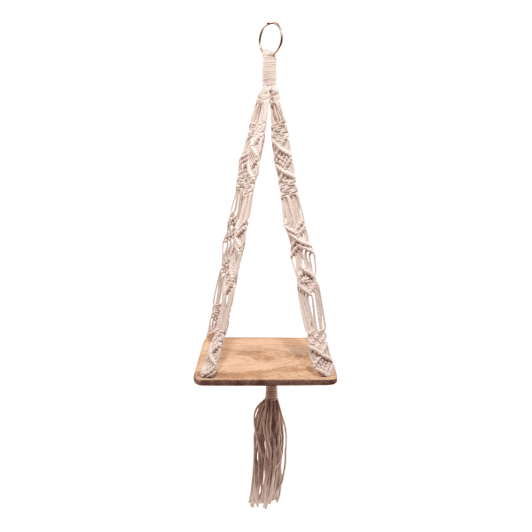 Natural Macrame Plant Hanger With Wood Shelf