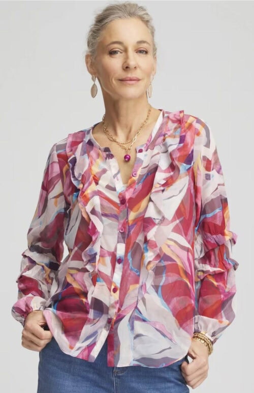 Abstract ruffle blouse Chicos.com
