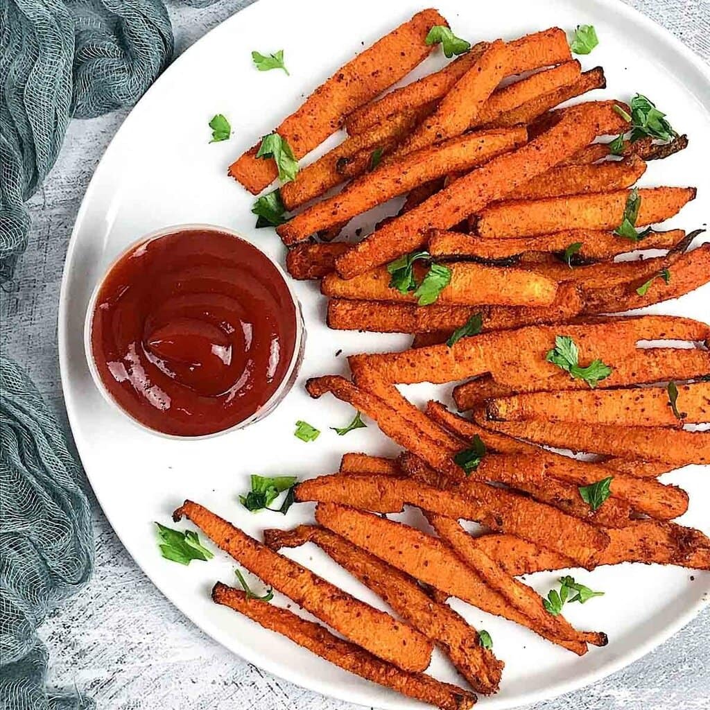 Air Fryer Butternut Squash Fries Old Bay Seasoned