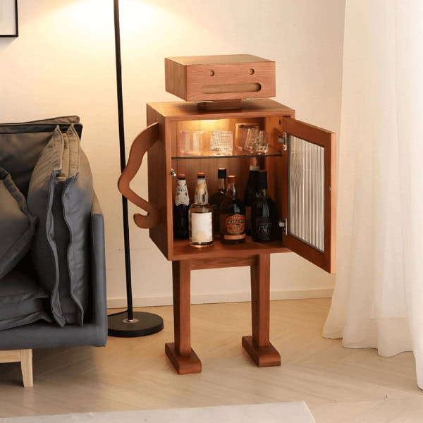 Black Walnut Robot Storage Cabinet