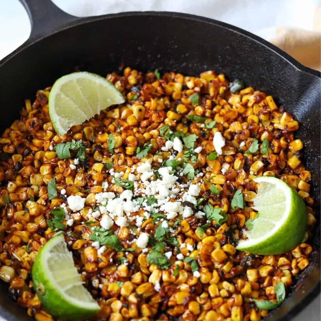 Blackened Corn Charred In A Skillet