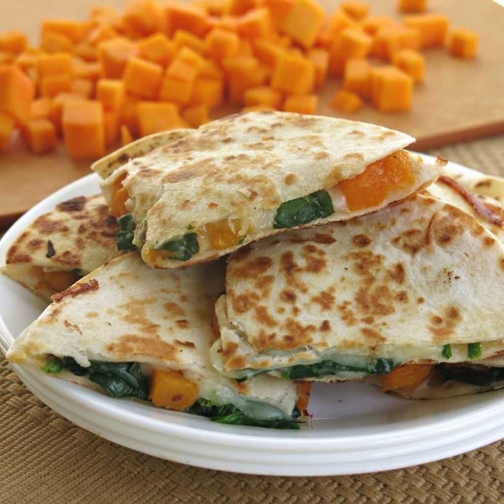 Butternut Squash And Spinach Quesadillas