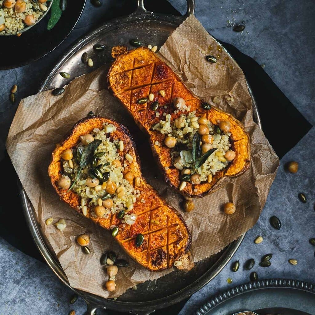 Butternut Squash With Sage Chickpea Stuffing