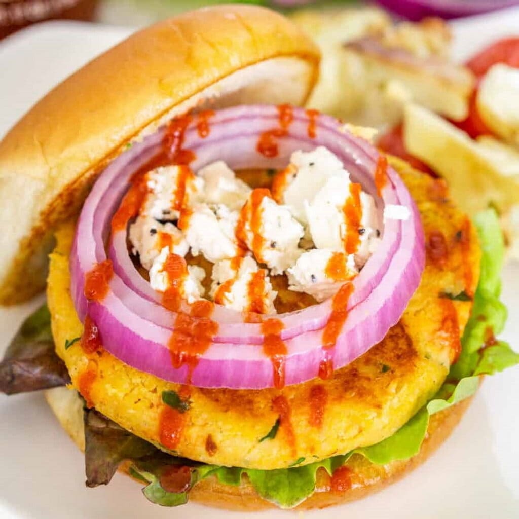 Chickpea Sweet Potato Burgers Feta