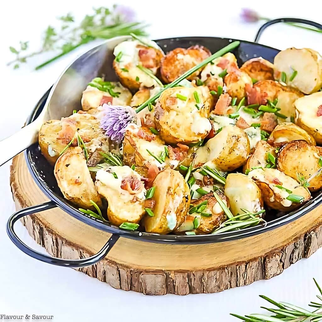 Crispy Grilled Potatoes With Blue Cheese In Foil