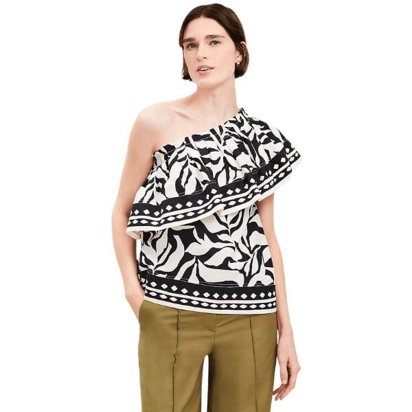 Fern Poplin Ruffle One Shoulder Top - LOFT Clearance Outlet Online