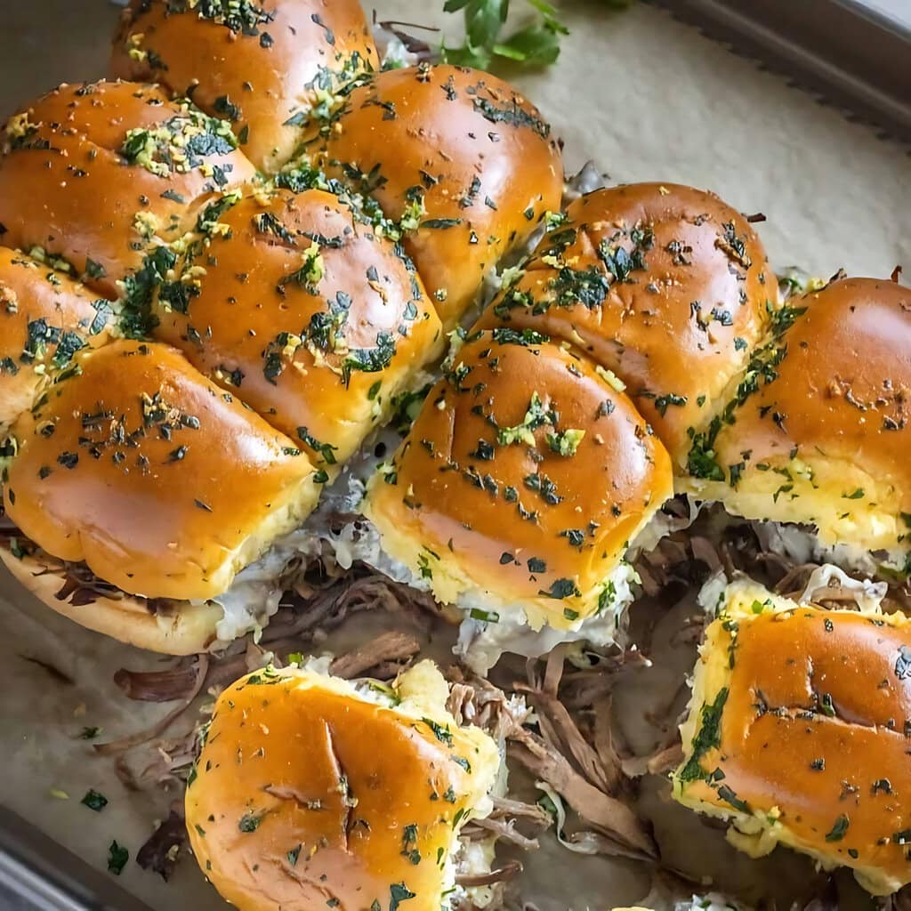 French Dip Sliders With Creamy Horseradish Sauce