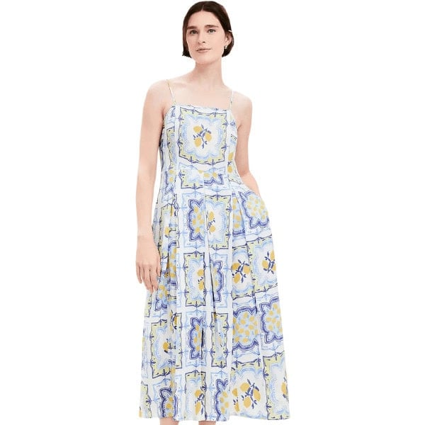 Lemon Linen Blend Strappy Maxi Pocket Dress - LOFT Clearance Outlet Online