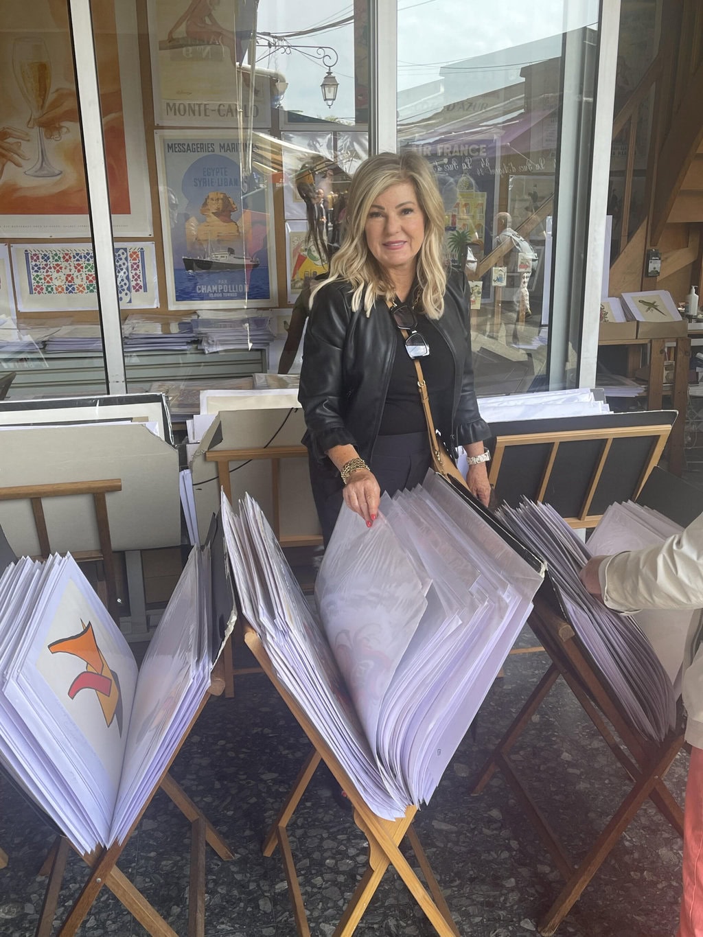Lori Felix shopping at Paris flea market