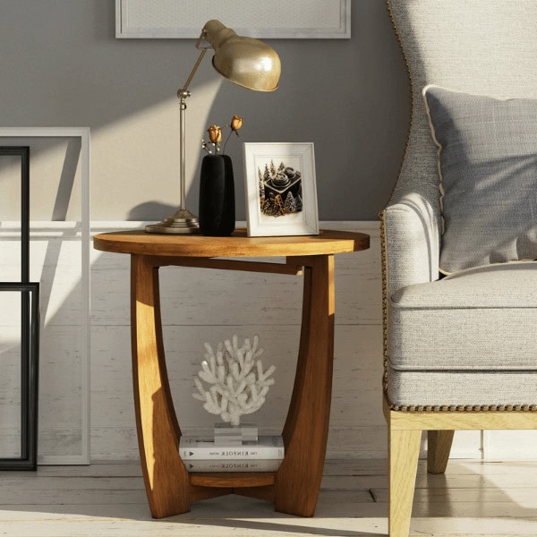 Modern Rustic Farmhouse Circle End Table