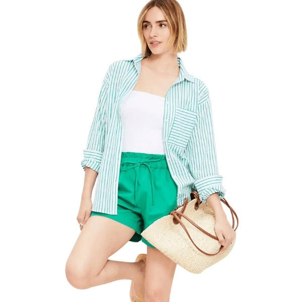 Striped Everyday Oversized Pocket Shirt - LOFT Clearance Outlet Online