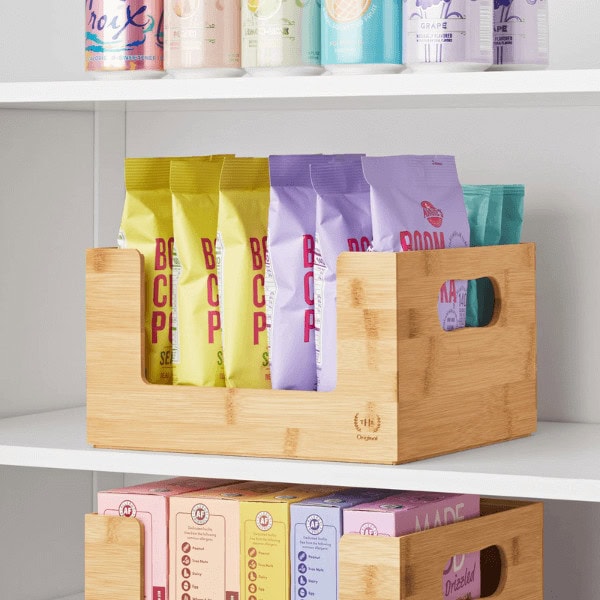 Bamboo Open Front Small Storage and Organizing Bins