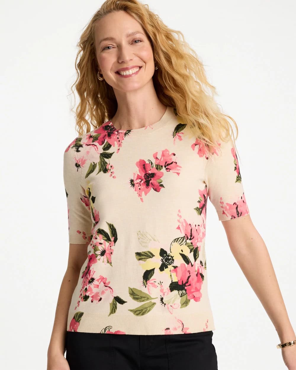 Ella Crewneck Floral Pullover Sweater