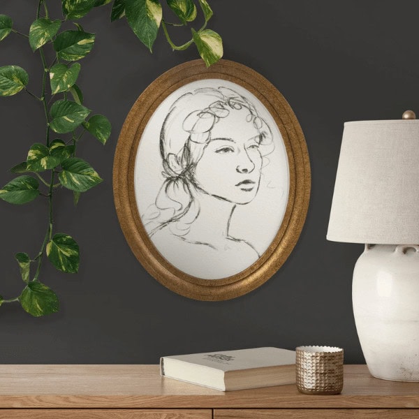 Feminine Profile Sketch Framed Wall Art - Walmart Decor