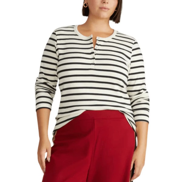 Henley Long Sleeve Ribbed Tee