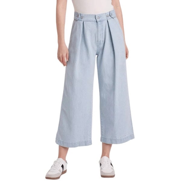 High-Rise Cropped Two Way Denim Trousers