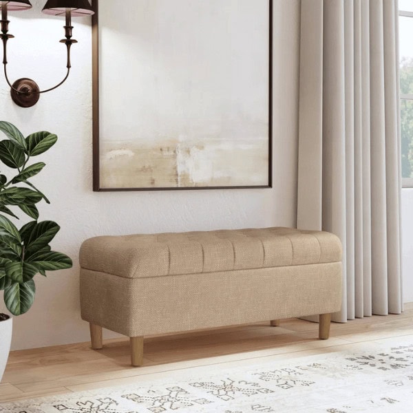 Button Tufted Storage Bench - Big Style in a Small Space