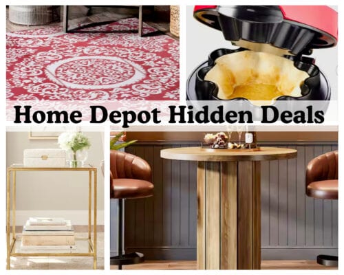 Home Depot Hidden Deals collage featuring 4 prodcts