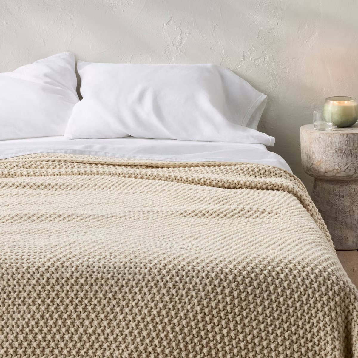 Casaluna&trade; - Full/Queen Chunky Knit Bed Blanket Natural