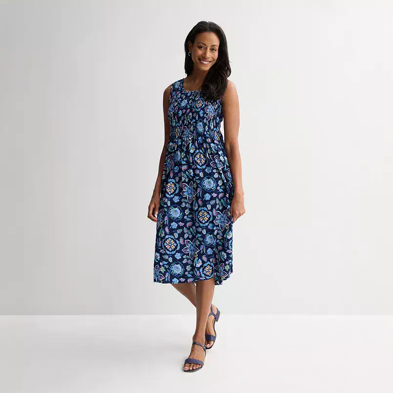 Women's Croft & Barrow® Smocked Midi Dress