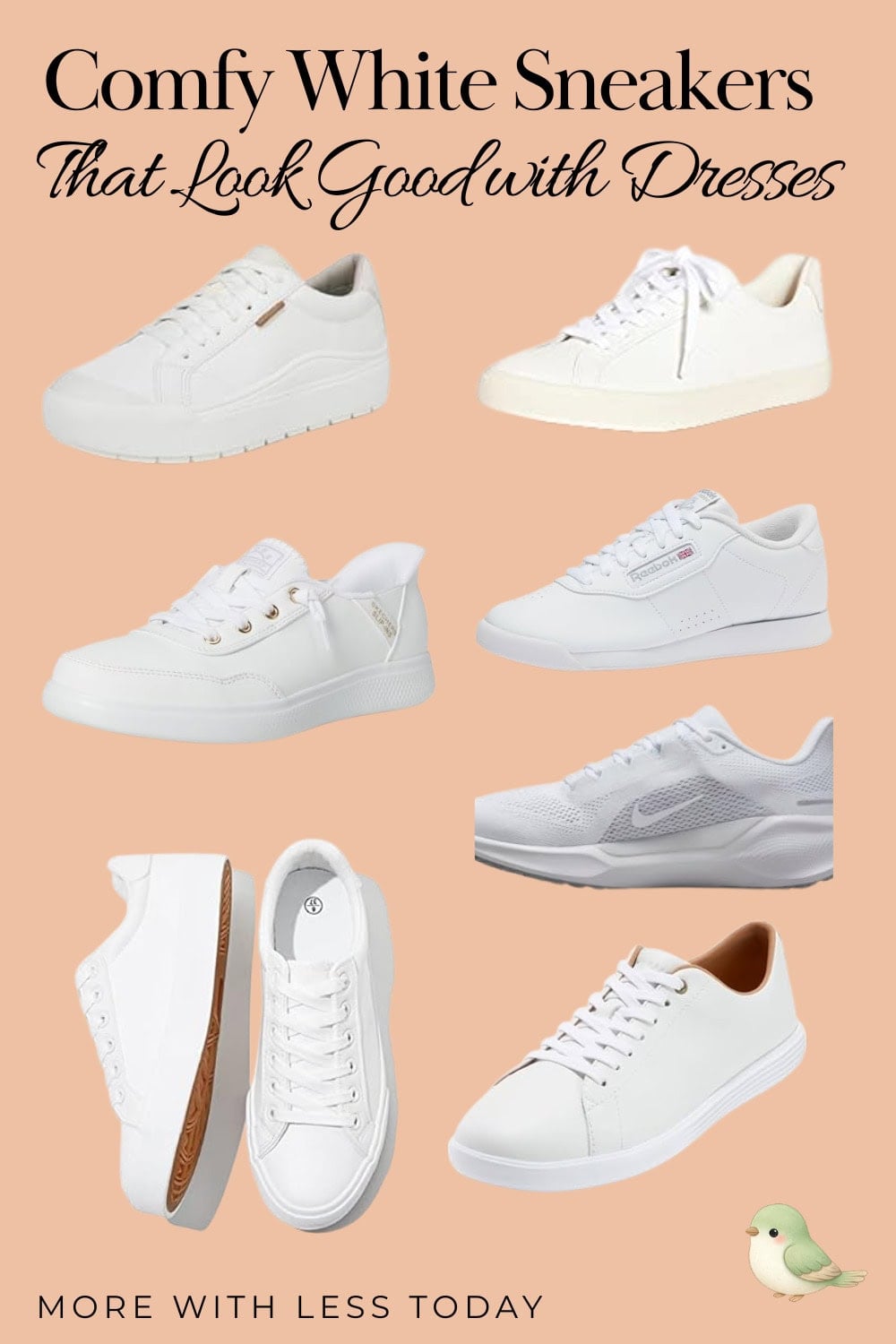 Comfortable White Sneakers That Actually Look Cute with Dresses