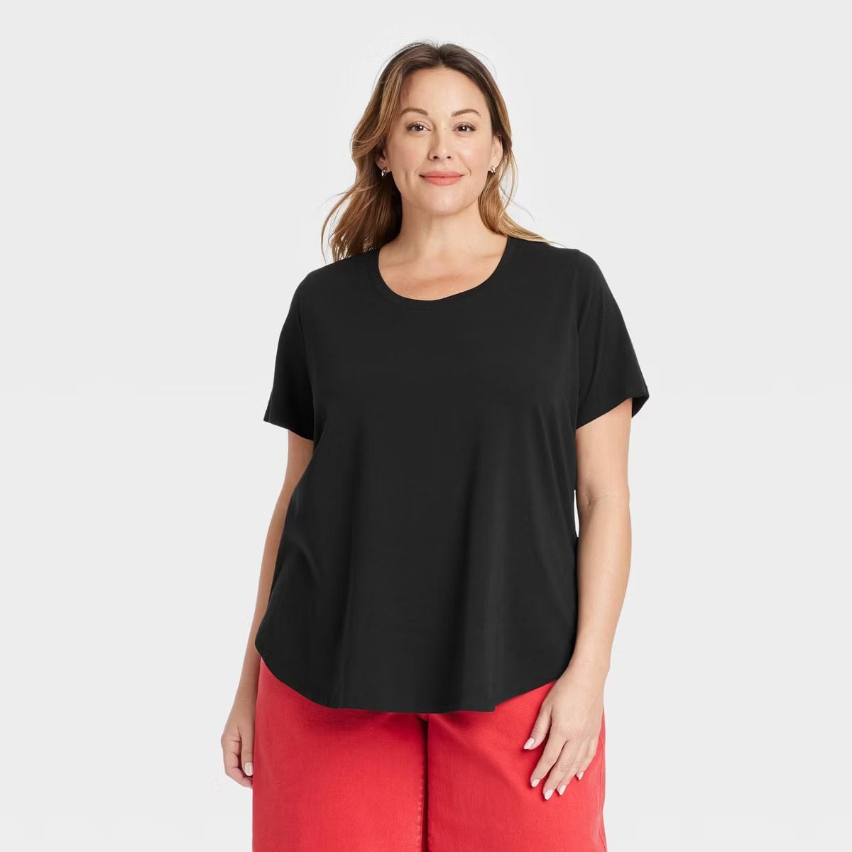 Ava & Viv : Women's Short Sleeve Scoop Neck Drapey T-Shirt