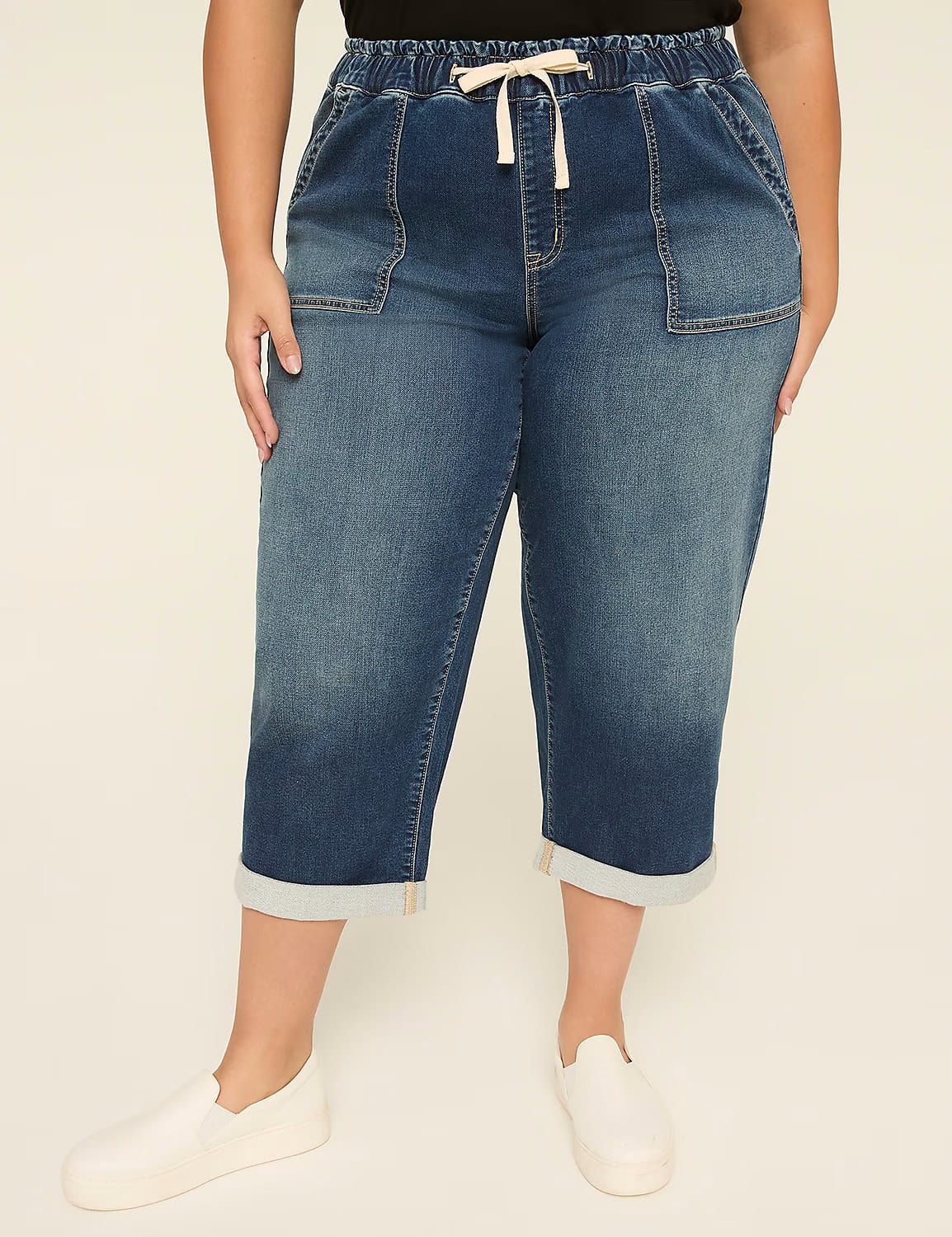 Lane Bryant Cloud Knit Pull-On Denim Capri