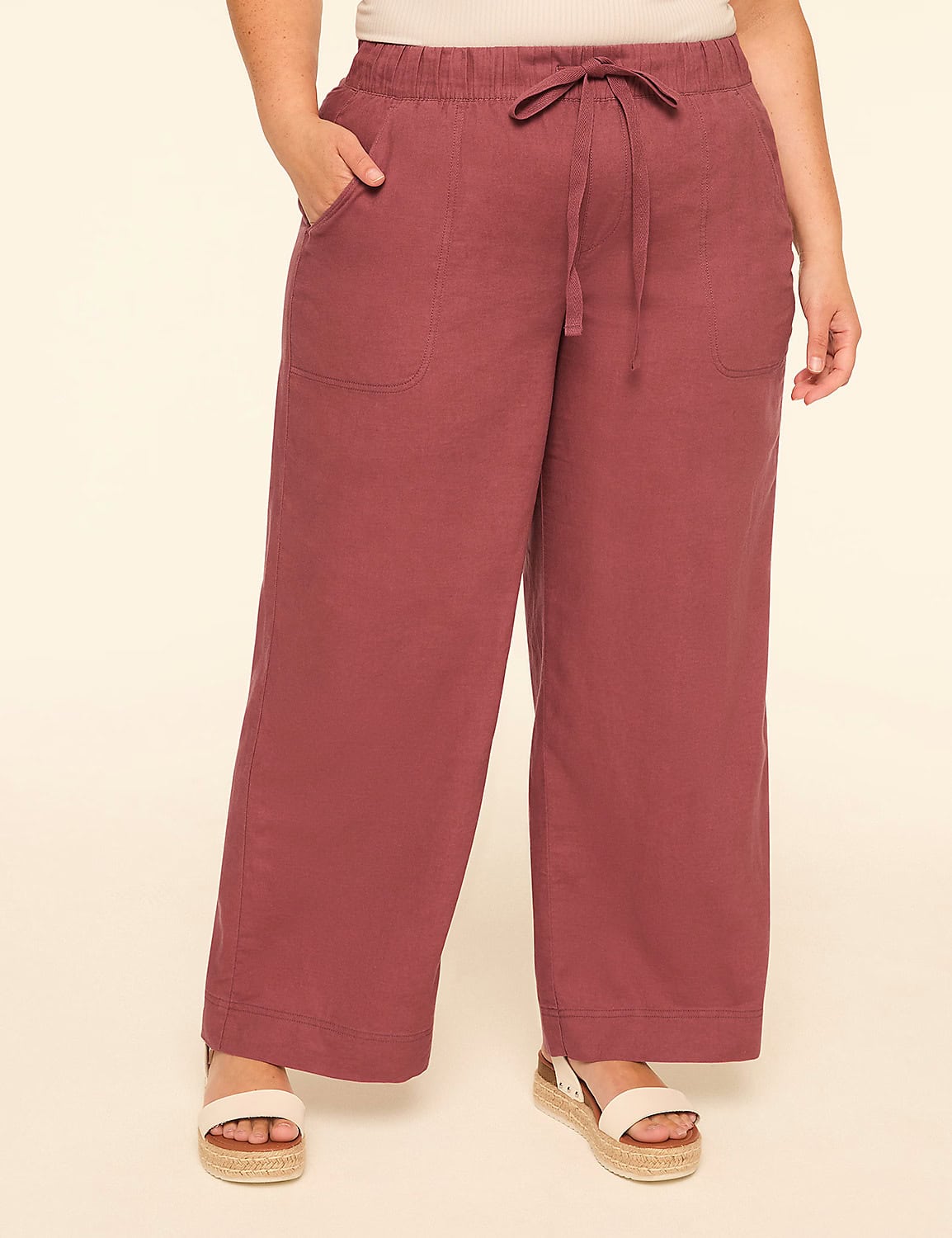 Lane Bryant Linen-Blend Wide Leg Pant