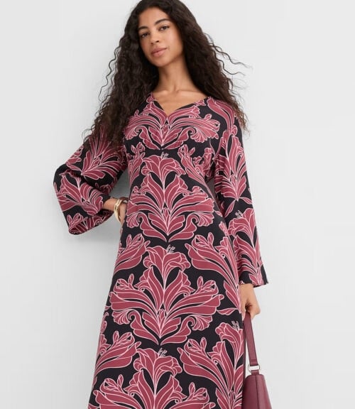 Loft Floral Caftan Midi Dress