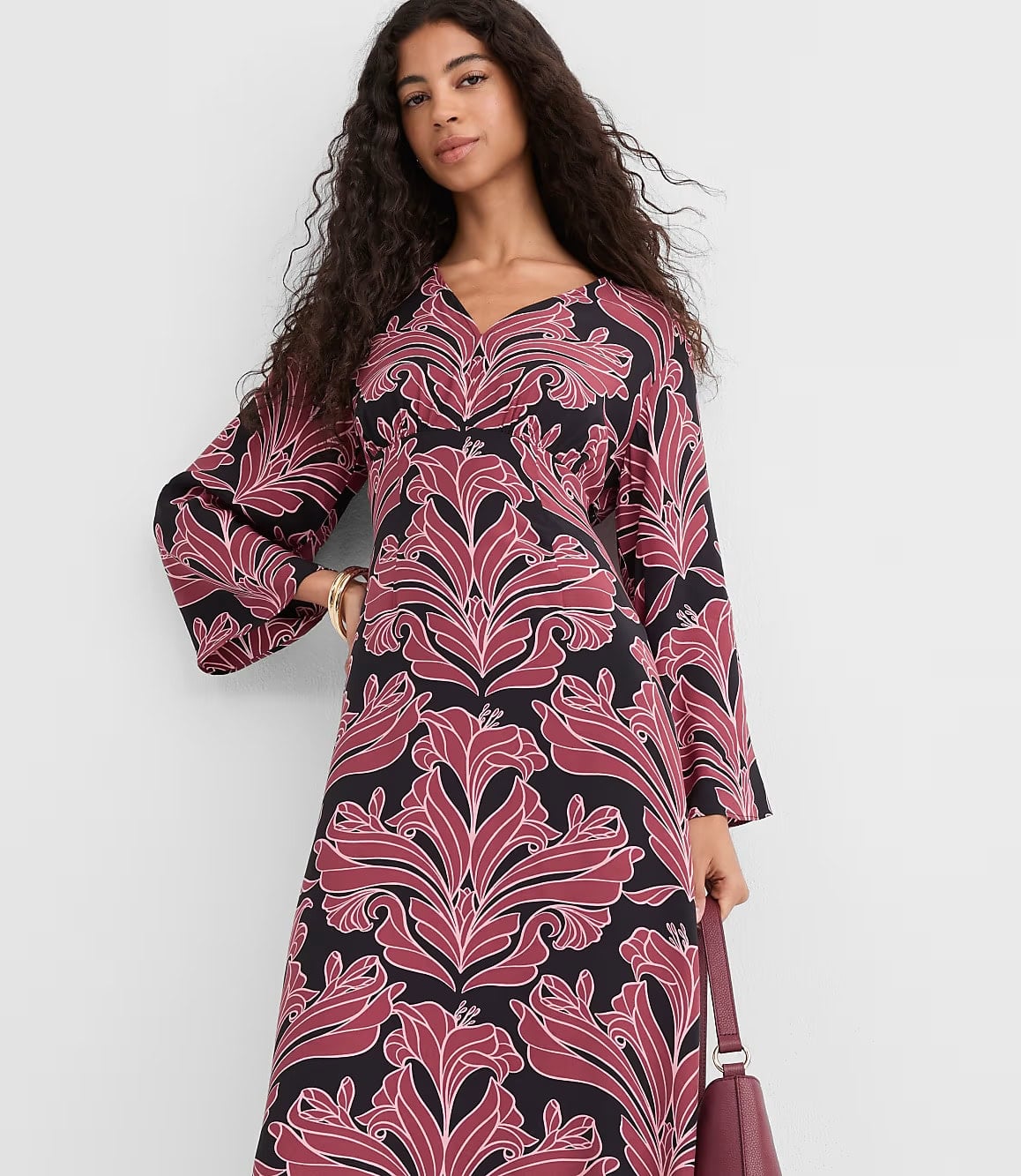 Loft Floral Caftan Midi Dress