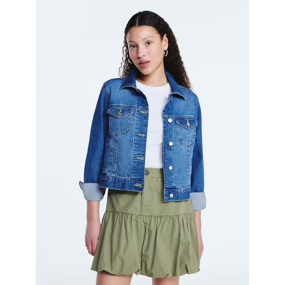 Walmart Free Assembly Women's Cropped Denim Jacket
