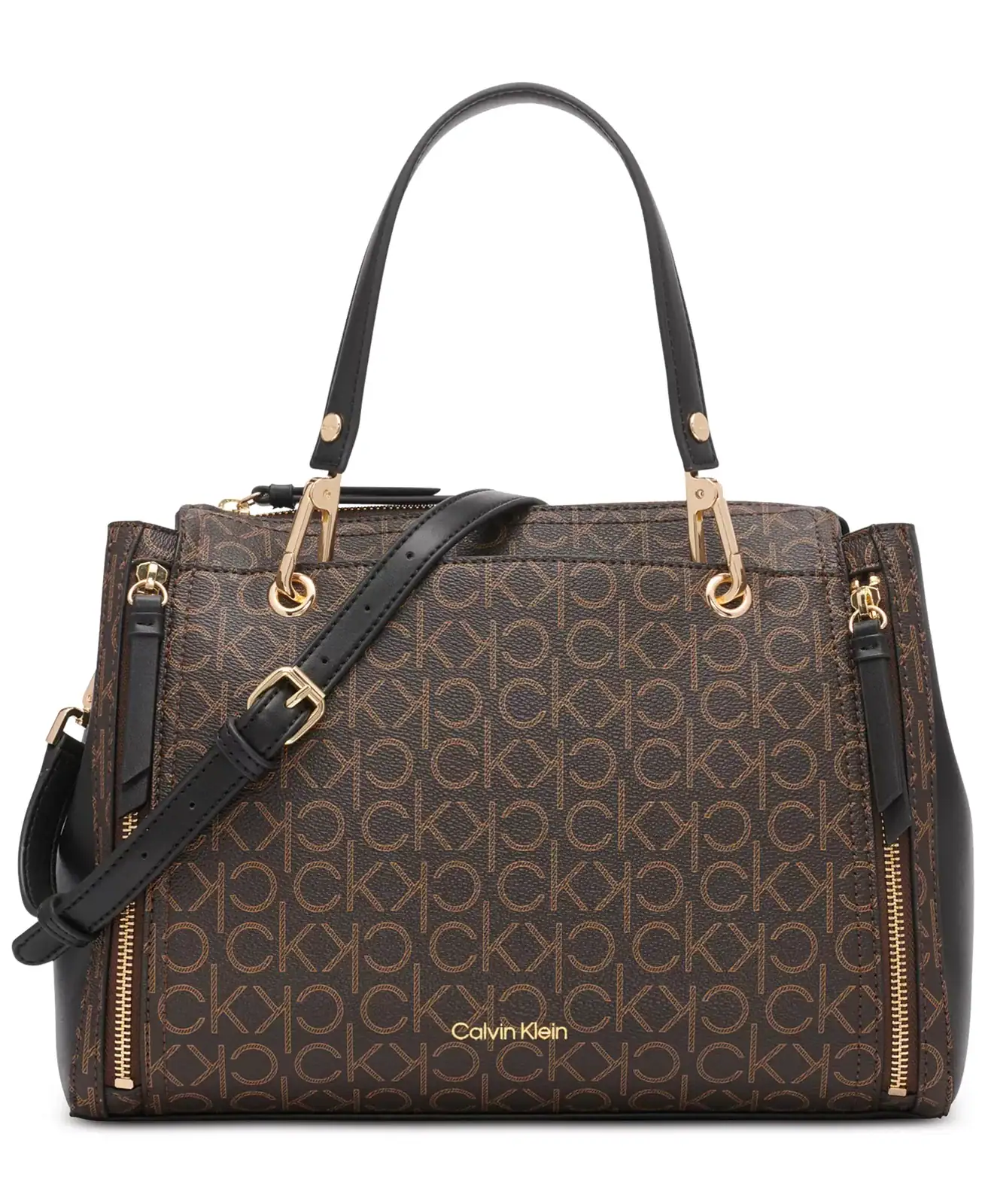 Calvin Klein – Garnet Signature Triple Compartment Top Zipper Satchel