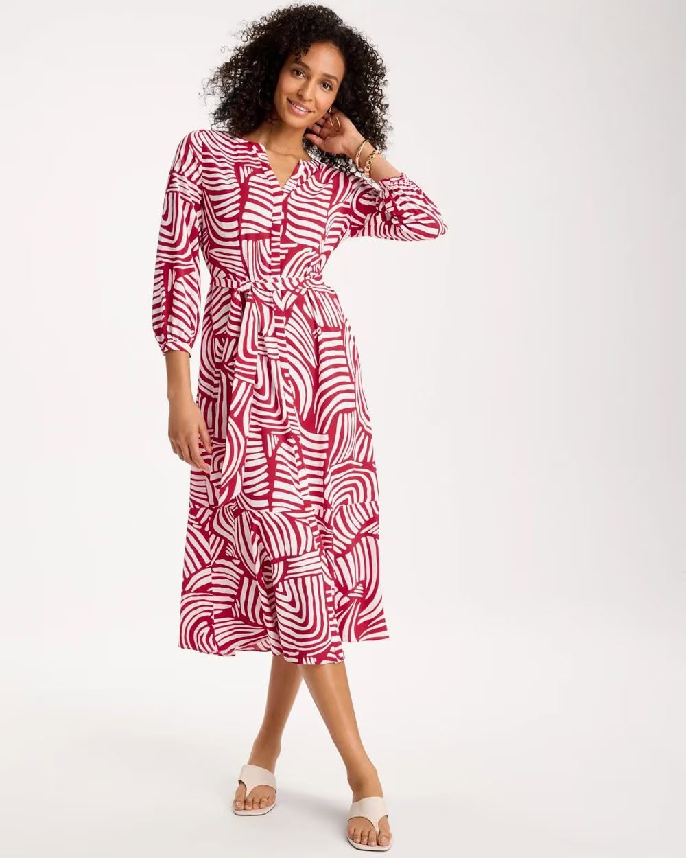 Chicos Printed Midi Shirt Dress