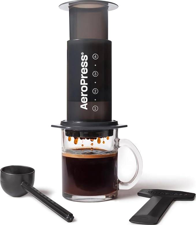 AeroPress Original Coffee Press, French Press, Pour-Over & Espresso Style | All-in-One Manual Coffee Maker, 2-Minute Brew, Less Bitterness, More Flavor, Portable, Travel & Camping