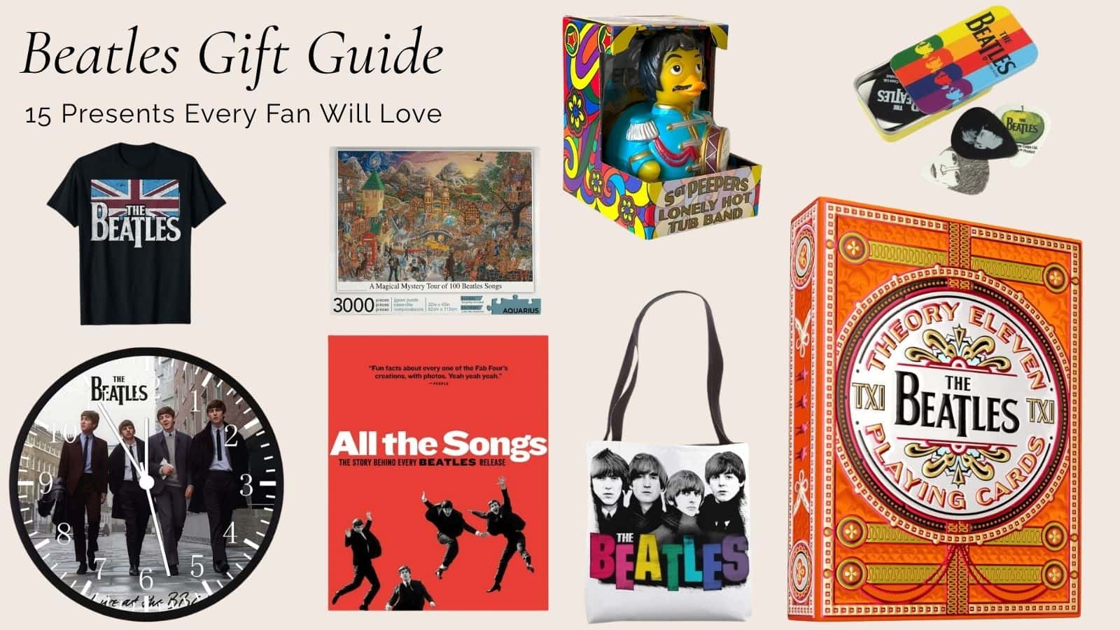 Beatles gift guide featuring 15 music-inspired presents and collectibles for Beatles fans