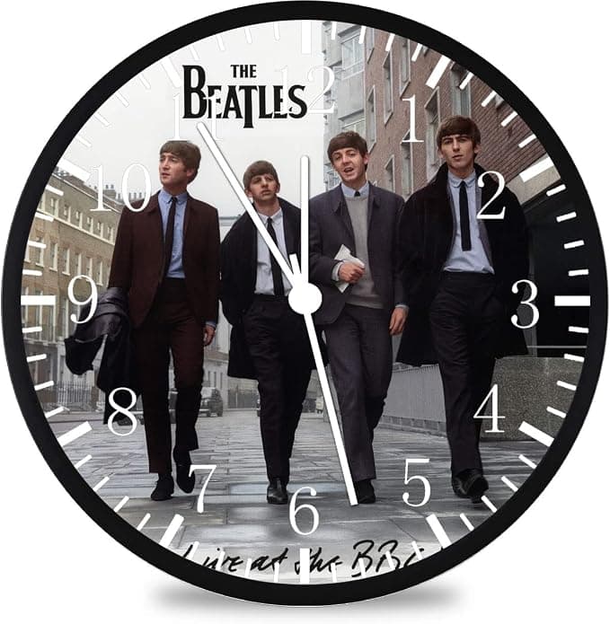 Borderless Black Frame Beatles Wall Clock